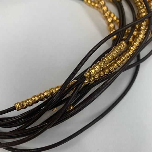 New! UNO De 50 Omariba Chain Leather Gold Necklace - Picture 9 of 11
